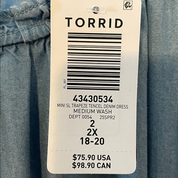 NWT Torrid Trapeze mini dress tencel denim size 2 2x 18 20 - Picture 7 of 7